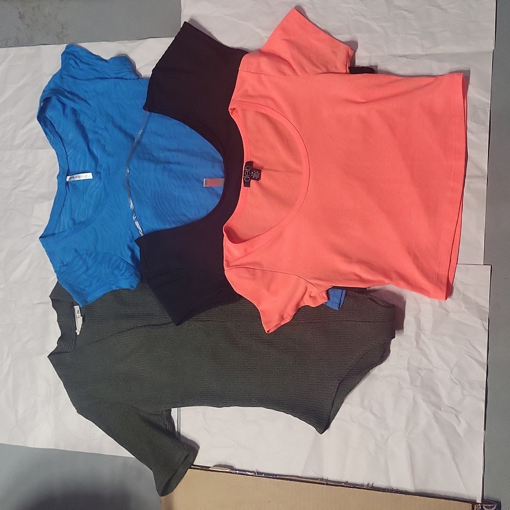 4 pc Womens L sexy shirts bodysuit large clothing lot NWOT olive green crop tops